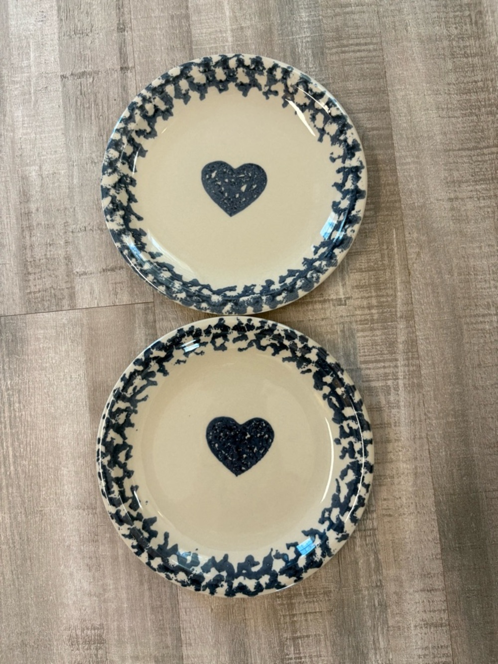 Set of Two Folk Craft Hearts by Tienshan 7 5/8 Salad Plates